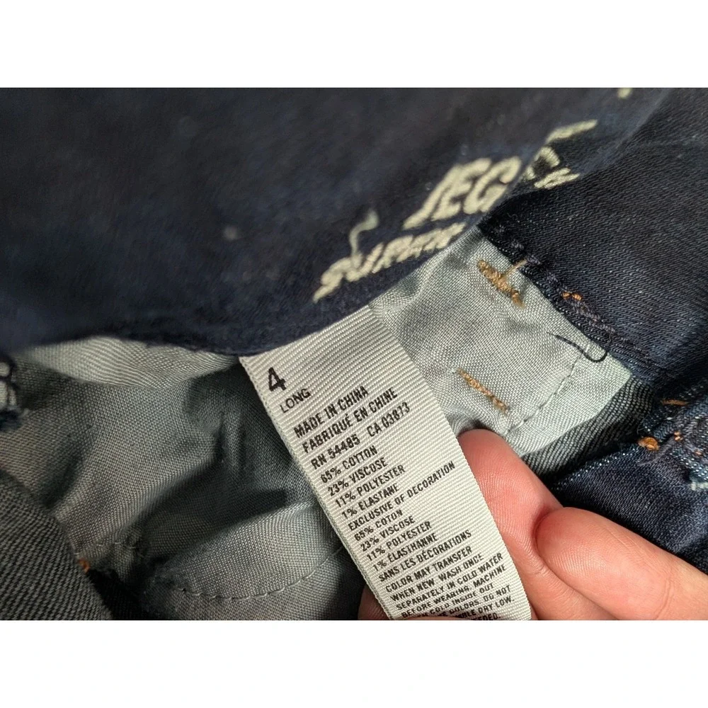 American Eagle Super Stretch Jeggings Dark Wash Indigo Low Rise Size 4 Long EUC